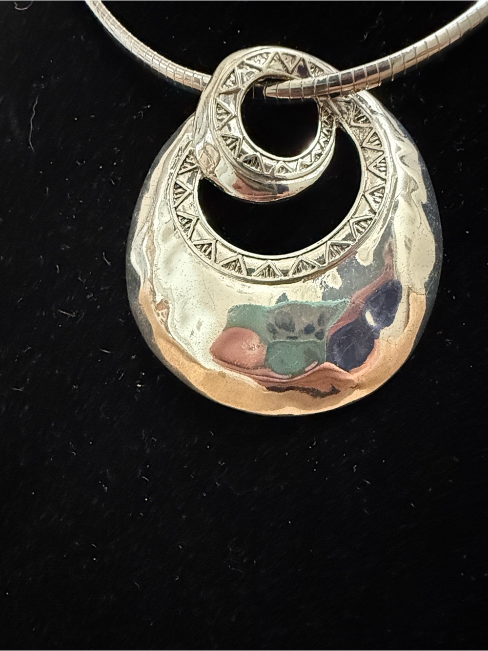 Silver tone Double-Disk Pendant Charm
